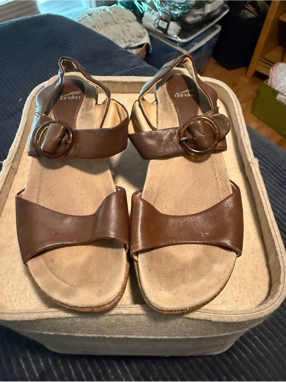 Dansko Brown Leather Open-Toe Slingback Sandals